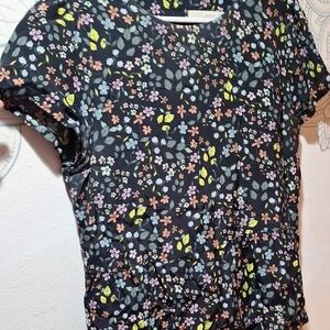 LOFT Black Floral Pattern Top M
